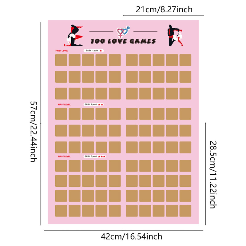 100 love games 100 sex positions challenge Valentine's Day scratch card