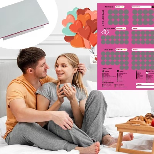 XF100--Valentine's Day gift scratch card poster 100 locations punch card challenge date scratch card