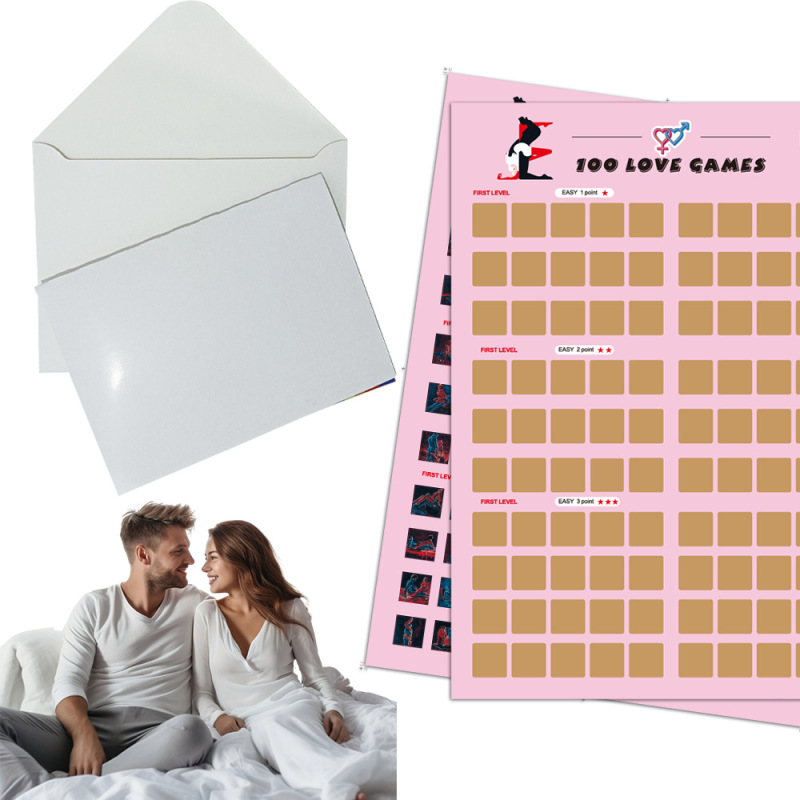 100 love games 100 sex positions challenge Valentine's Day scratch card
