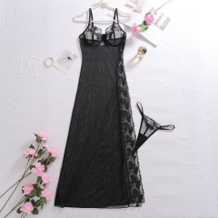 XZ4167A--Sexy mesh sexy breast-revealing comfortable home wear two-piece dress