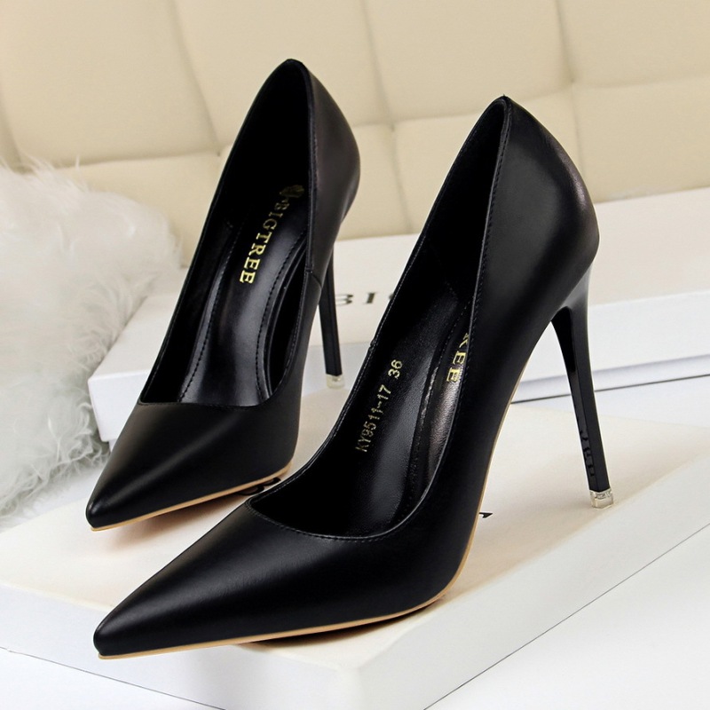 9511-17--Fashionable and simple women's shoes, slim high heels, stilettos, ultra-high heels, shallow mouth pointed high heels