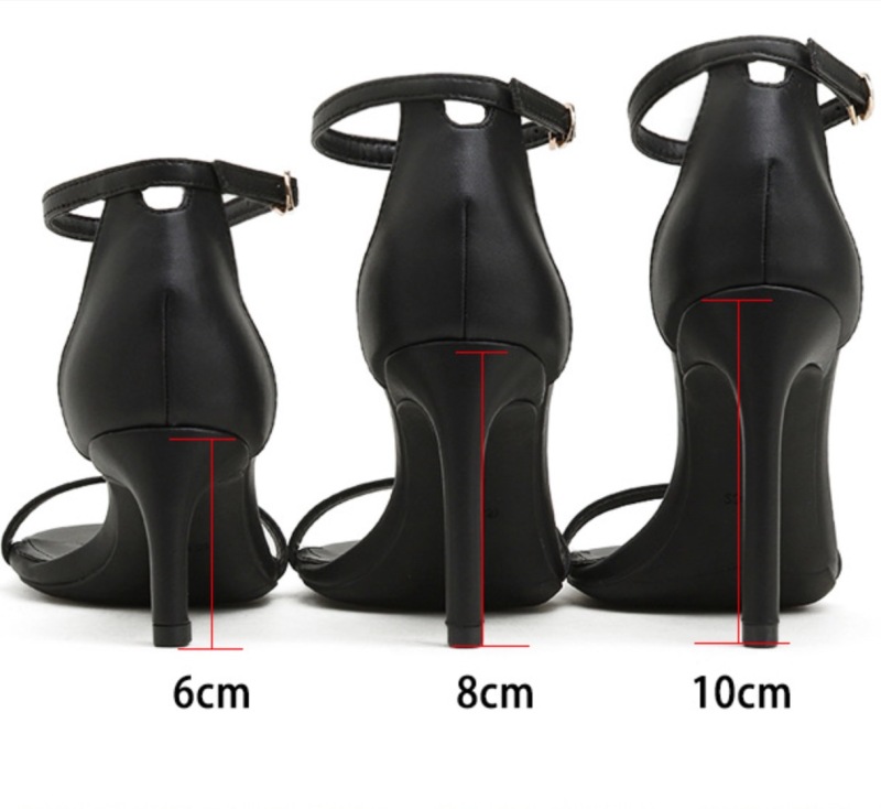 329--New high heels, stiletto heels, round toe, open toe, one-strap high heels for women