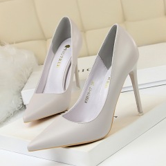 9511-17--Fashionable and simple women's shoes, slim high heels, stilettos, ultra-high heels, shallow mouth pointed high heels