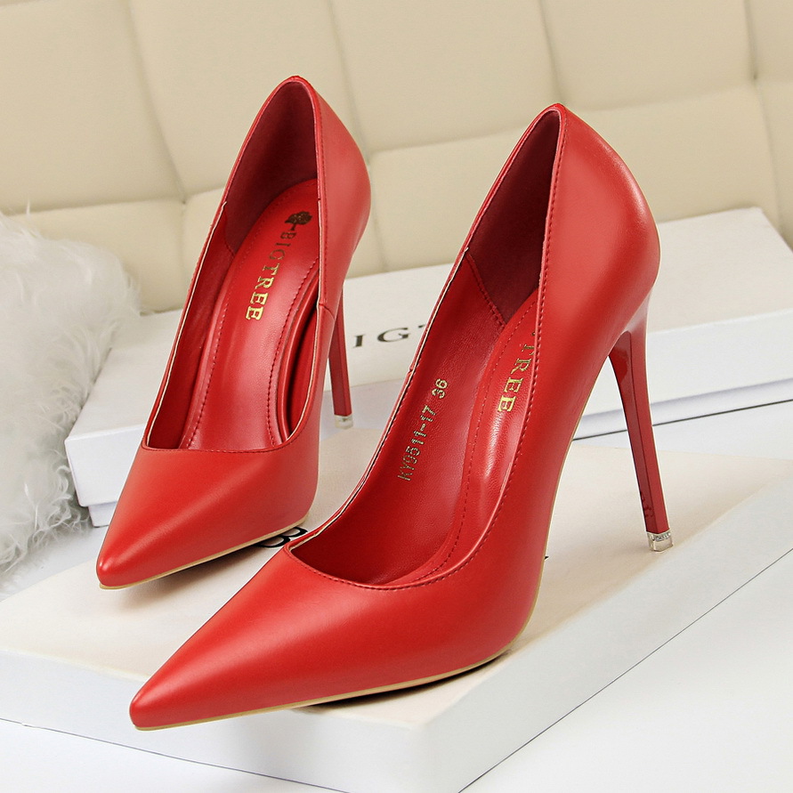 9511-17--Fashionable and simple women's shoes, slim high heels, stilettos, ultra-high heels, shallow mouth pointed high heels