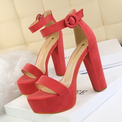 1550-1--Shallow heel pointed toe shining sequins sexy slim nightclub high heels single shoes