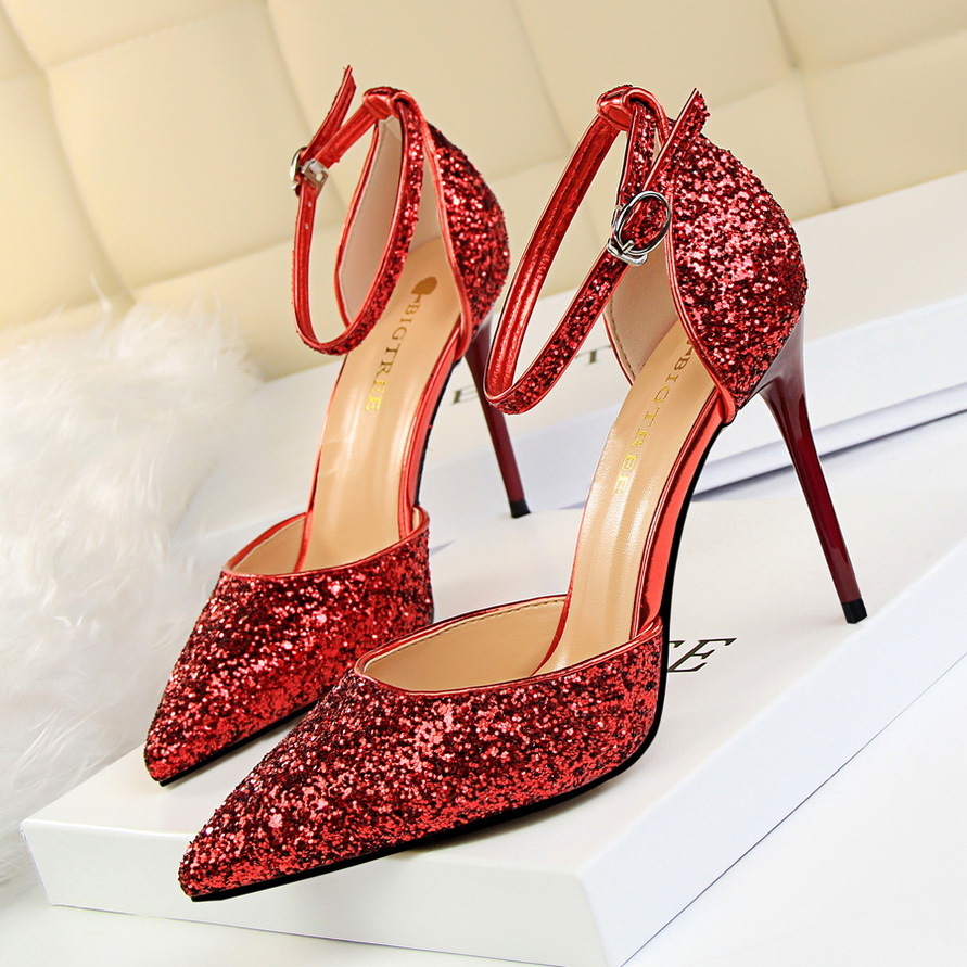 283-1--Suede shallow mouth pointed sexy nightclub slim side hollow single shoes