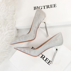 3169-2--Shallow mouth pointed toe stiletto ultra-high heel sexy nightclub high heels single shoes