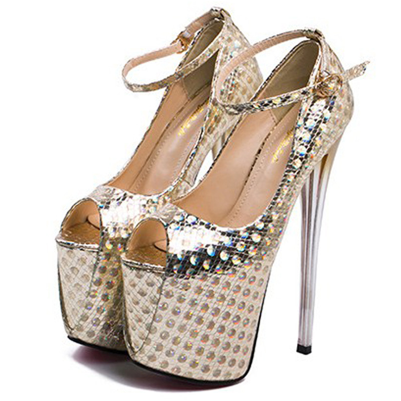 6678-1--Super high stilettos 19cm high heels with shallow mouth and fish mouth