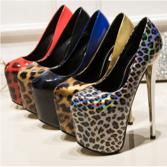 6678-19--Ultra-high stiletto gradient leopard print 19cm sexy nightclub women's shoes