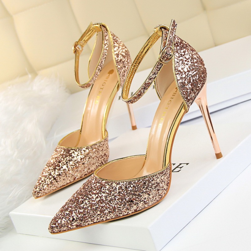 283-1--Suede shallow mouth pointed sexy nightclub slim side hollow single shoes