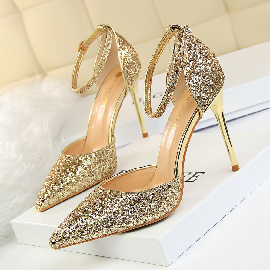 283-1--Suede shallow mouth pointed sexy nightclub slim side hollow single shoes