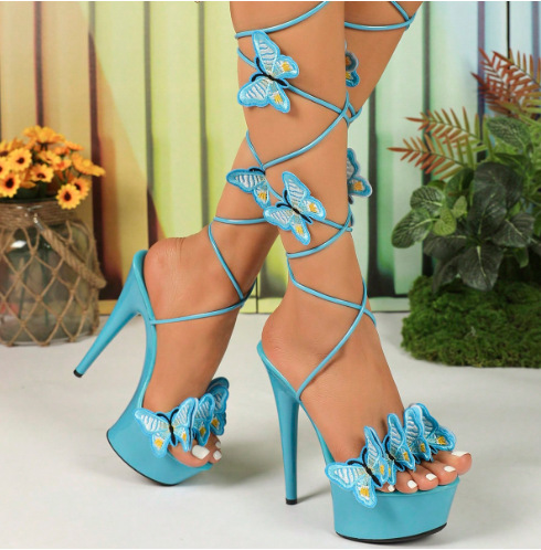 8661-A69--Patent leather sandals 13CM15CM high heels stilettos sexy sky-high sandals