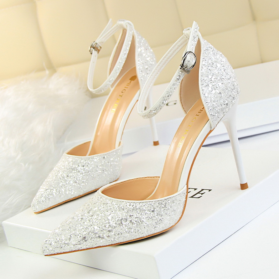 283-1--Suede shallow mouth pointed sexy nightclub slim side hollow single shoes