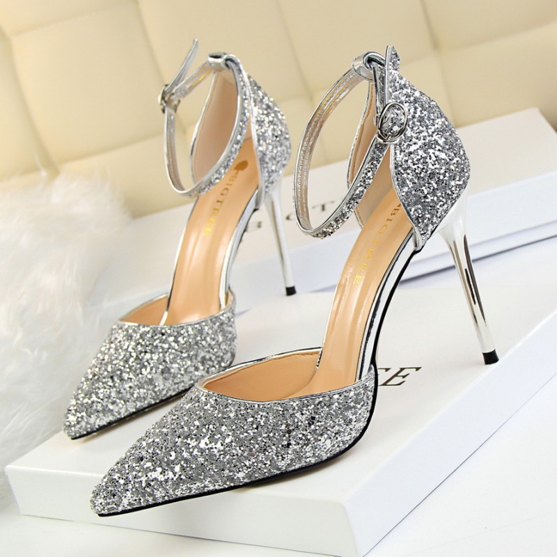 283-1--Suede shallow mouth pointed sexy nightclub slim side hollow single shoes