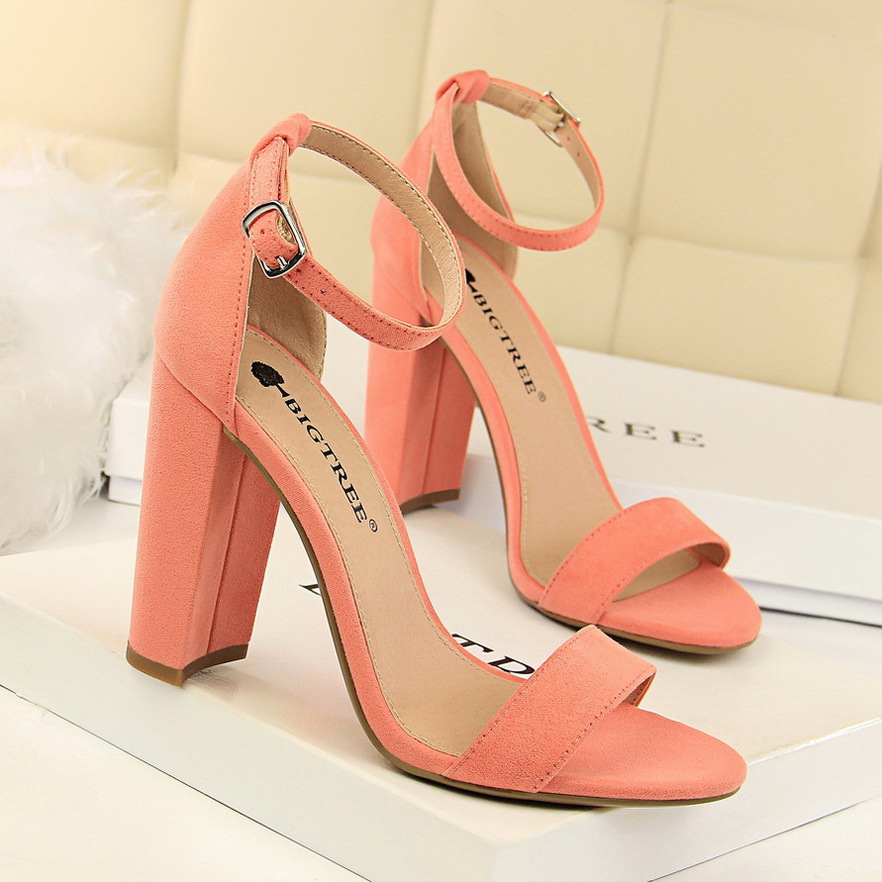 0509-1--Fashionable and simple thick-heeled high-heeled sexy nightclub one-strap sandals