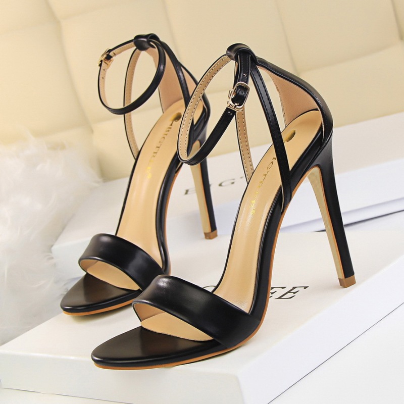 267-3--Stiletto ultra-high heel hollow color matching one-strap open-toe hollow women's sandals