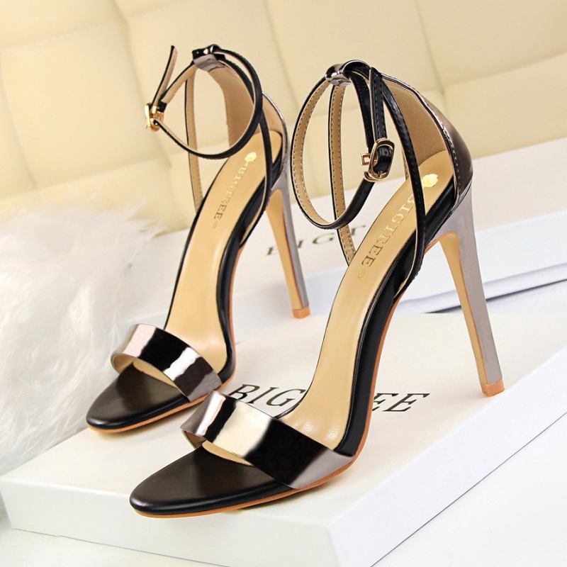 267-3--Stiletto ultra-high heel hollow color matching one-strap open-toe hollow women's sandals