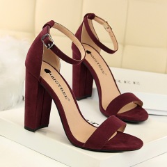0509-1--Fashionable and simple thick-heeled high-heeled sexy nightclub one-strap sandals