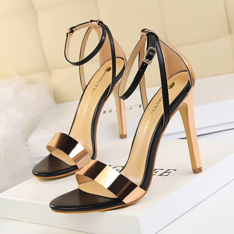 267-3--Stiletto ultra-high heel hollow color matching one-strap open-toe hollow women's sandals