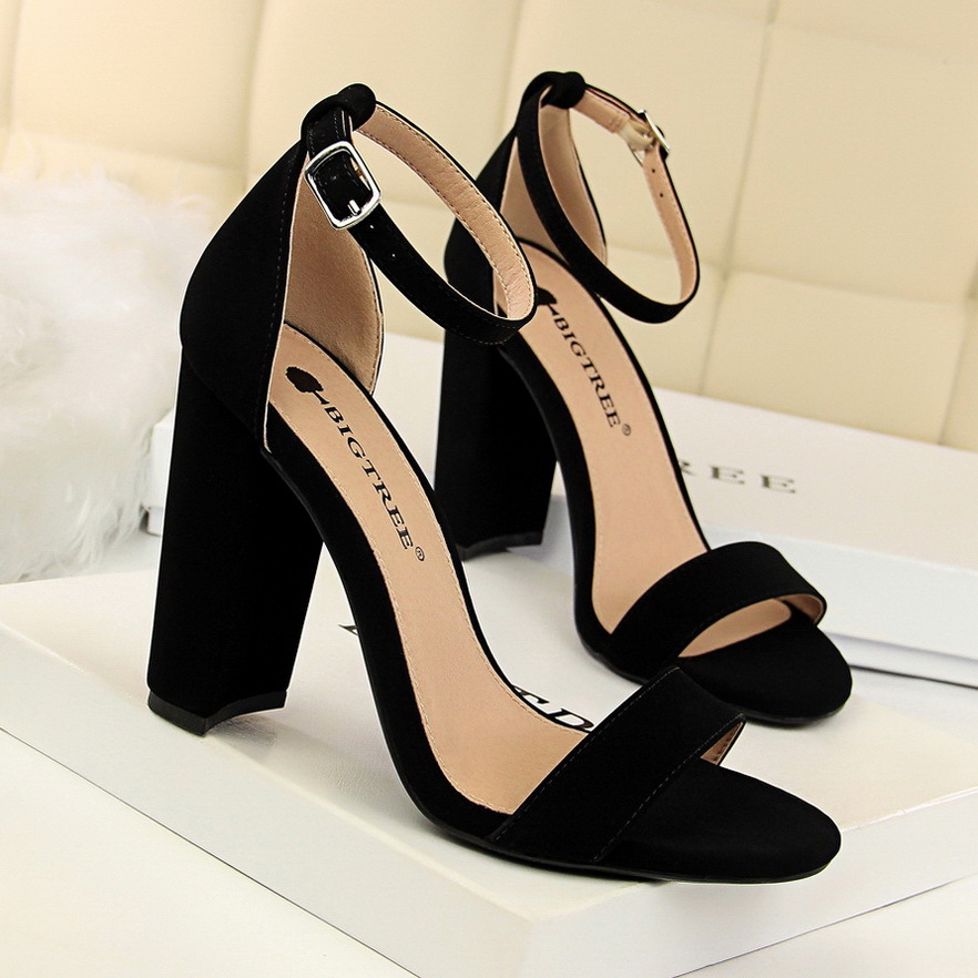 0509-1--Fashionable and simple thick-heeled high-heeled sexy nightclub one-strap sandals