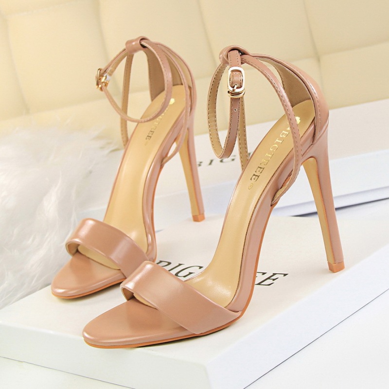 267-3--Stiletto ultra-high heel hollow color matching one-strap open-toe hollow women's sandals