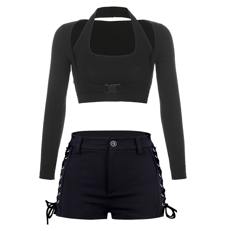 6746--Pole dancer training suit sexy nightclub lead dance suit three-piece suit