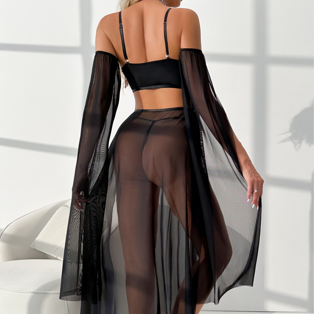 WQG2138--Sexy tassel pole dance suit sequin lace hot suit