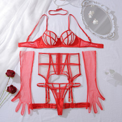 JS4527--Sheer Mesh Shaping Two-Piece Sexy Lingerie Set