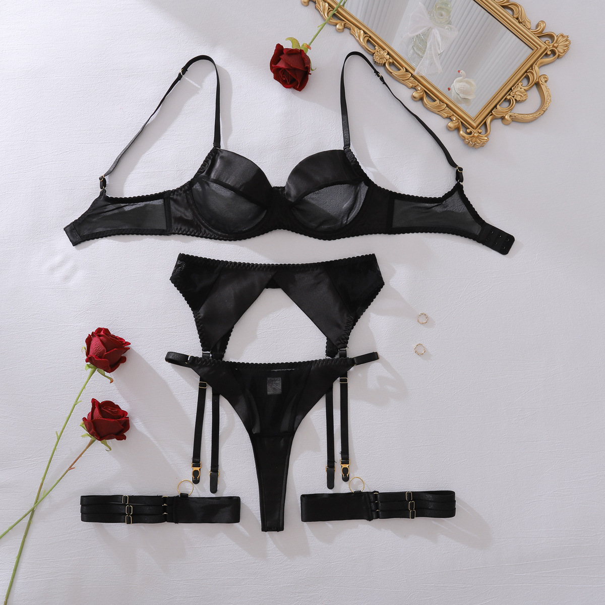 XZ4905A--Sexy Shaping Lingerie Set with Mesh Panels