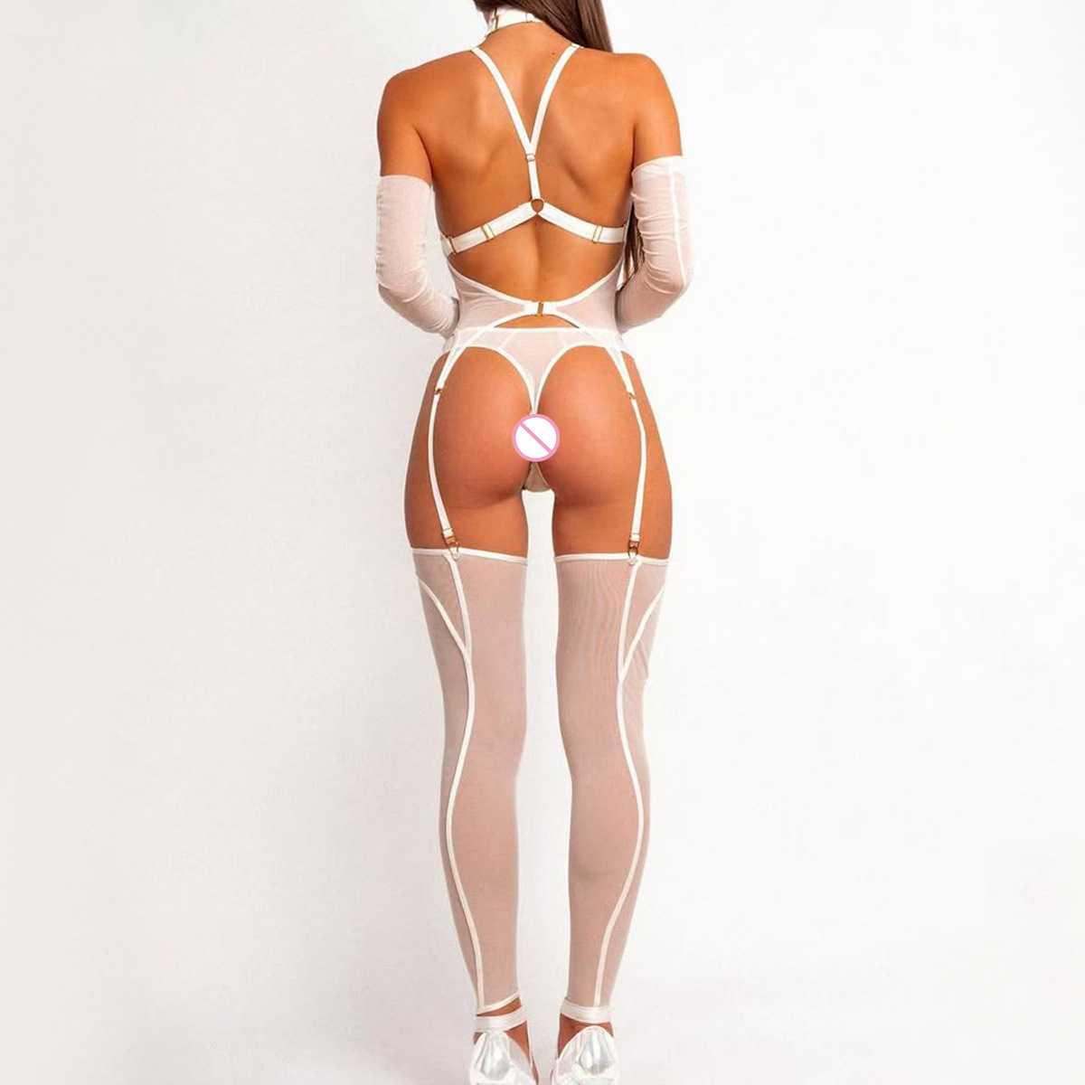 XZ4890A--Mesh see-through shaping sexy lingerie set