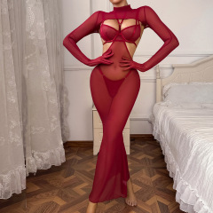 XZ4720A--Backless halter neck mermaid party dress sexy lingerie two-piece set