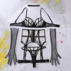 JS4527--Sheer Mesh Shaping Two-Piece Sexy Lingerie Set