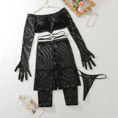 XZ4386A--Sexy and alluring see-through mesh lingerie set