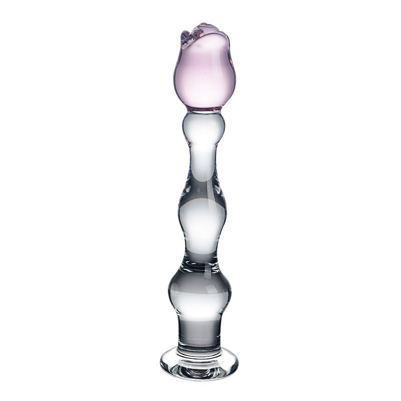 HF023--Rose-shaped glass anal plug for penis and anus