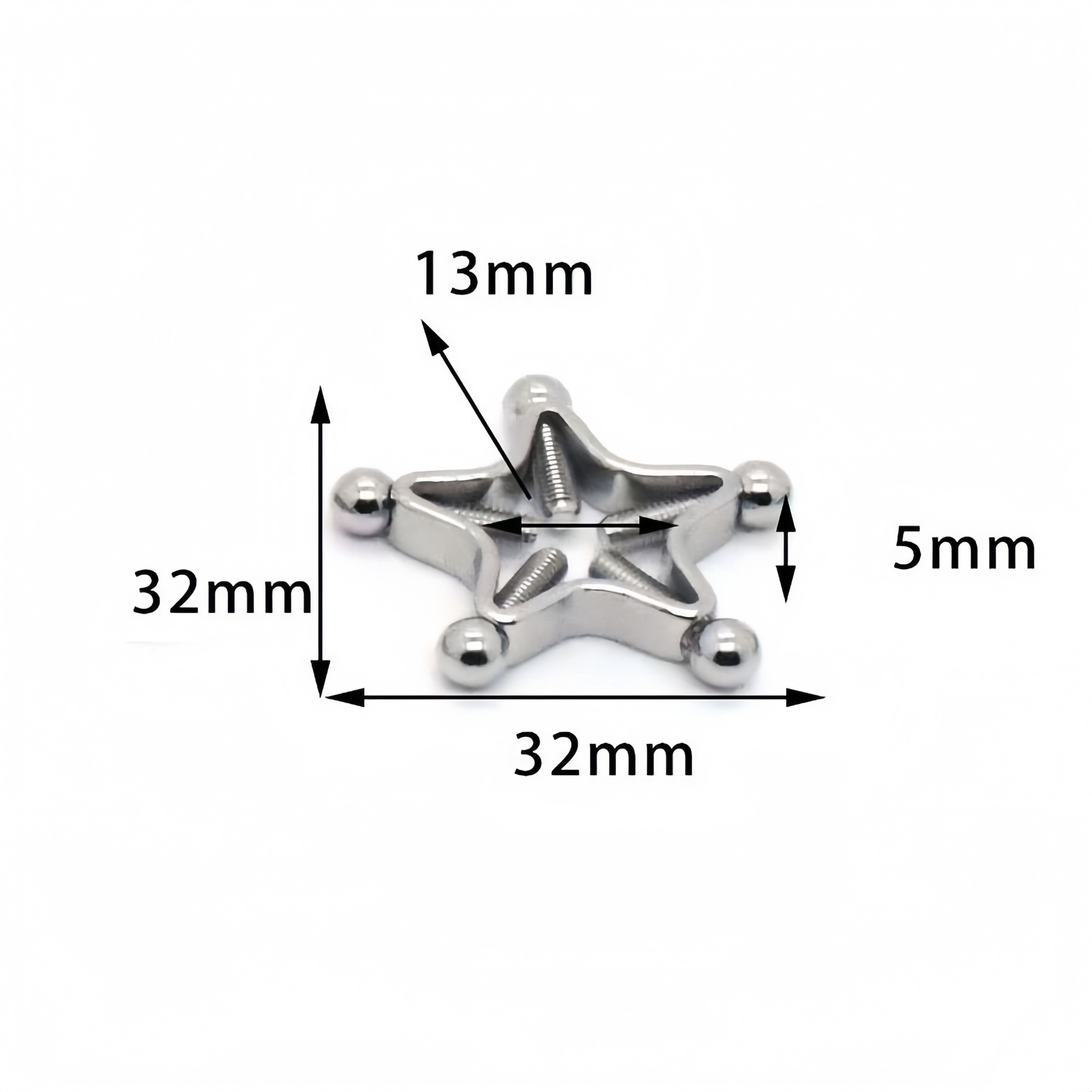 HY3382--Star-shaped Stainless Steel Adjustable Nipple Clip with Piercing