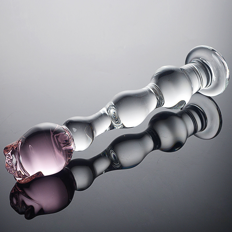 HF023--Rose-shaped glass anal plug for penis and anus