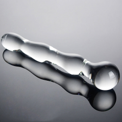 HF030-Glass dildo crystal vibrator for G-spot stimulation, realistic penis