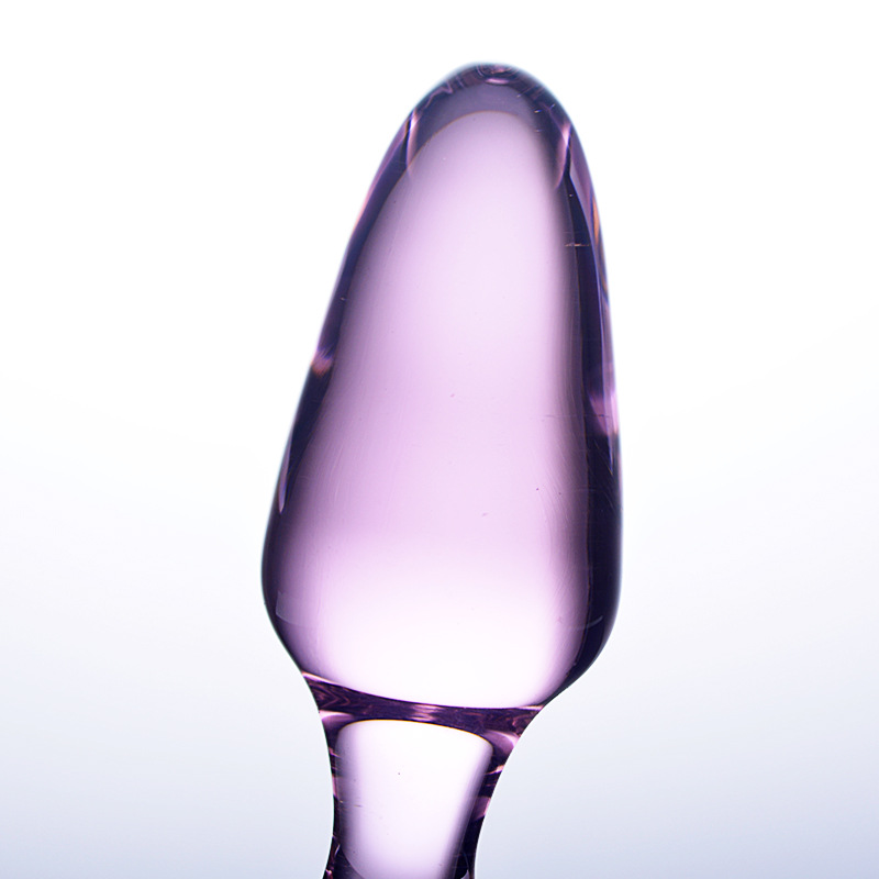 HF5-Crystal glass dildo with ring, heated vibrator