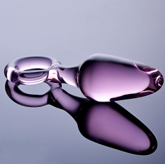 HF5-Crystal glass dildo with ring, heated vibrator
