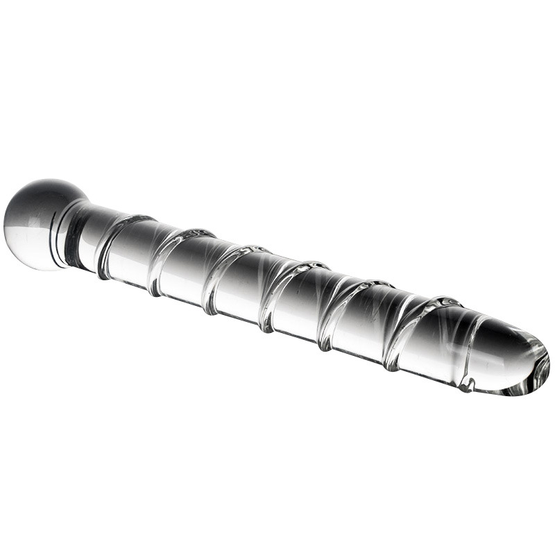 HF40--Spiral-patterned glass adult sex toy, glass vibrator