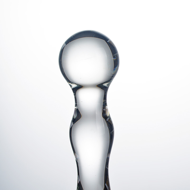 HF030-Glass dildo crystal vibrator for G-spot stimulation, realistic penis