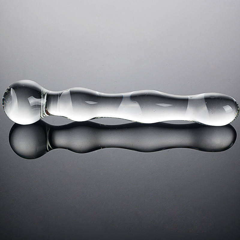 HF030-Glass dildo crystal vibrator for G-spot stimulation, realistic penis