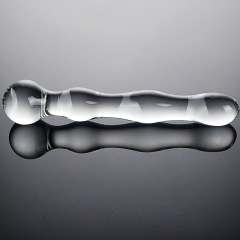 HF030-Glass dildo crystal vibrator for G-spot stimulation, realistic penis