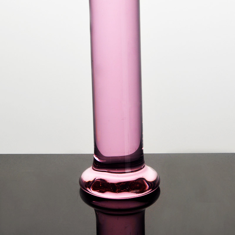 HF32--Pink Crystal Polka Dot Glass Anal Plug