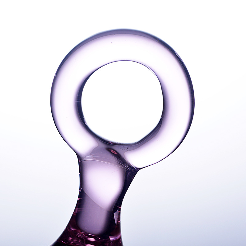 HF5-Crystal glass dildo with ring, heated vibrator