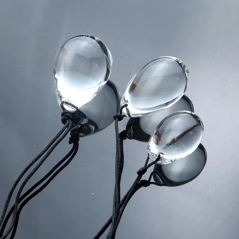 RF6623--Egg-shaped manual crystal anal plug three-piece set