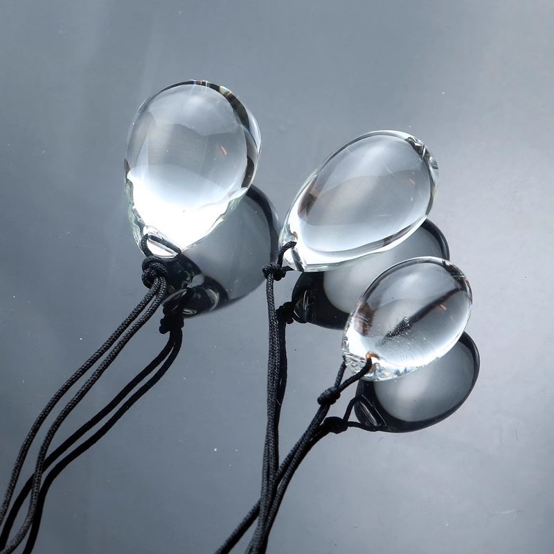 RF6623--Egg-shaped manual crystal anal plug three-piece set