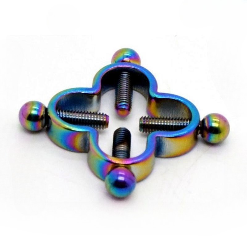 HY3381--Four-leaf clover stainless steel adjustable nipple clamp with piercing