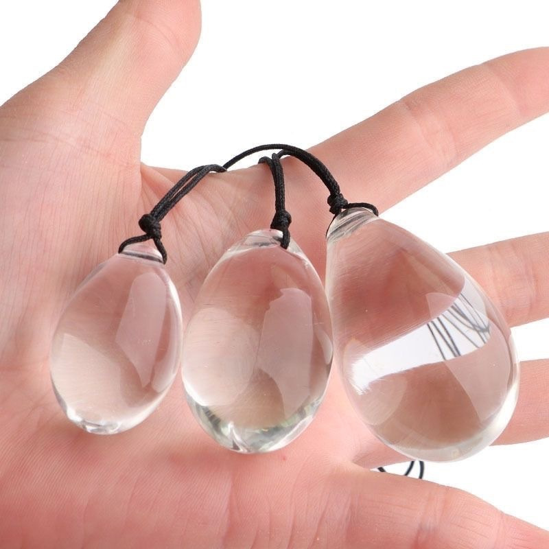 RF6623--Egg-shaped manual crystal anal plug three-piece set