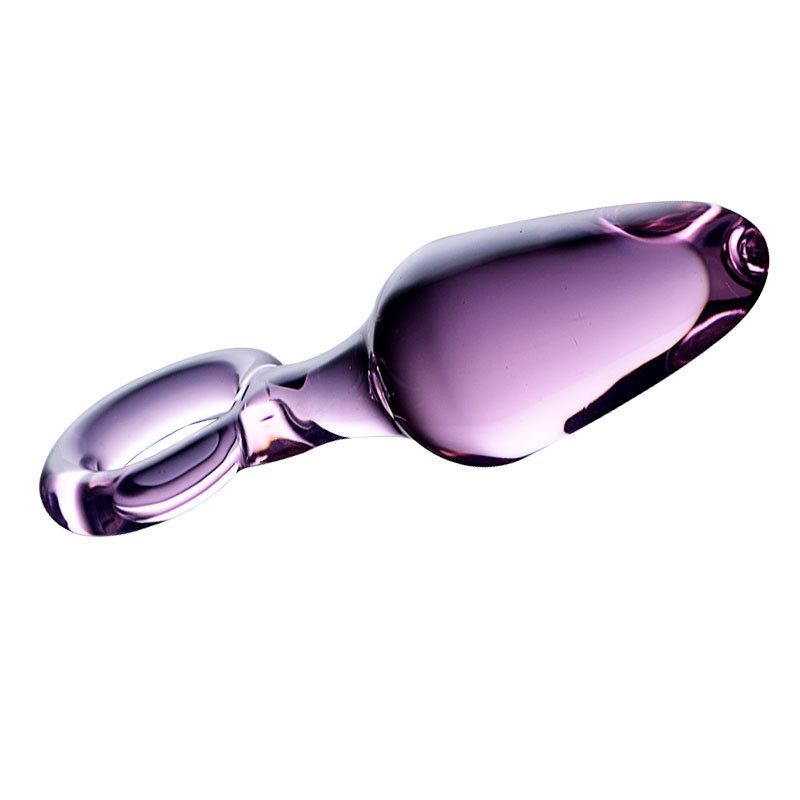 HF5-Crystal glass dildo with ring, heated vibrator